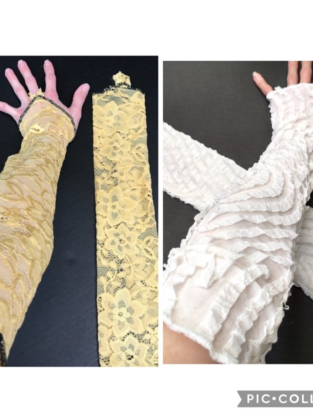 BUNDLE DEAL 2 Long Lace Armwarmers Yellow Arm Warmers Prom Formal Gloves Evening